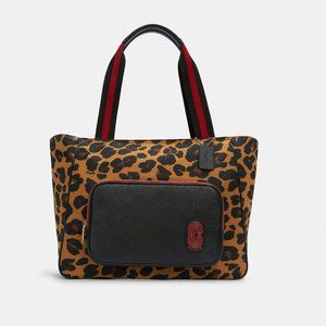 Coach Court Tote With Leopard Print